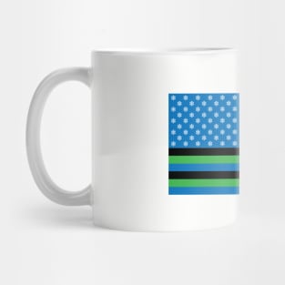 Ski Trail Green Blue Black American Flag Graphic Mug